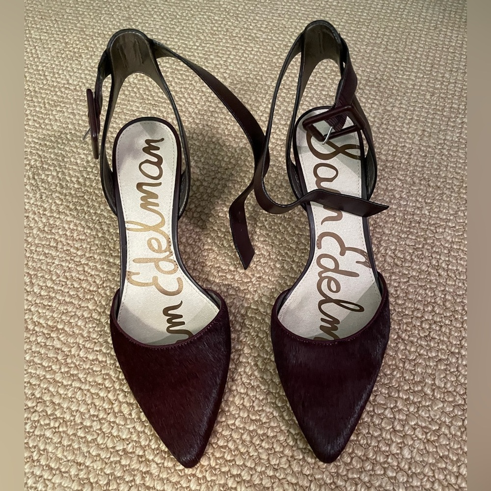 Sam Edelman Okala Pump (burgundy, calf hair)